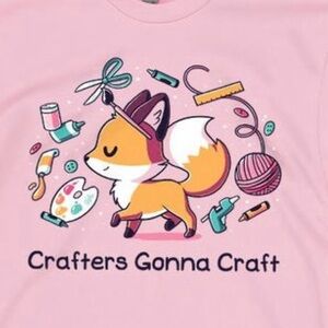 “Crafters Gonna Craft” Pink Graphic T-Shirt with Fox Design